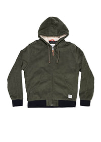 Iron & Resin Men's Corduroy Bunker Hoodie in green - men's shirt