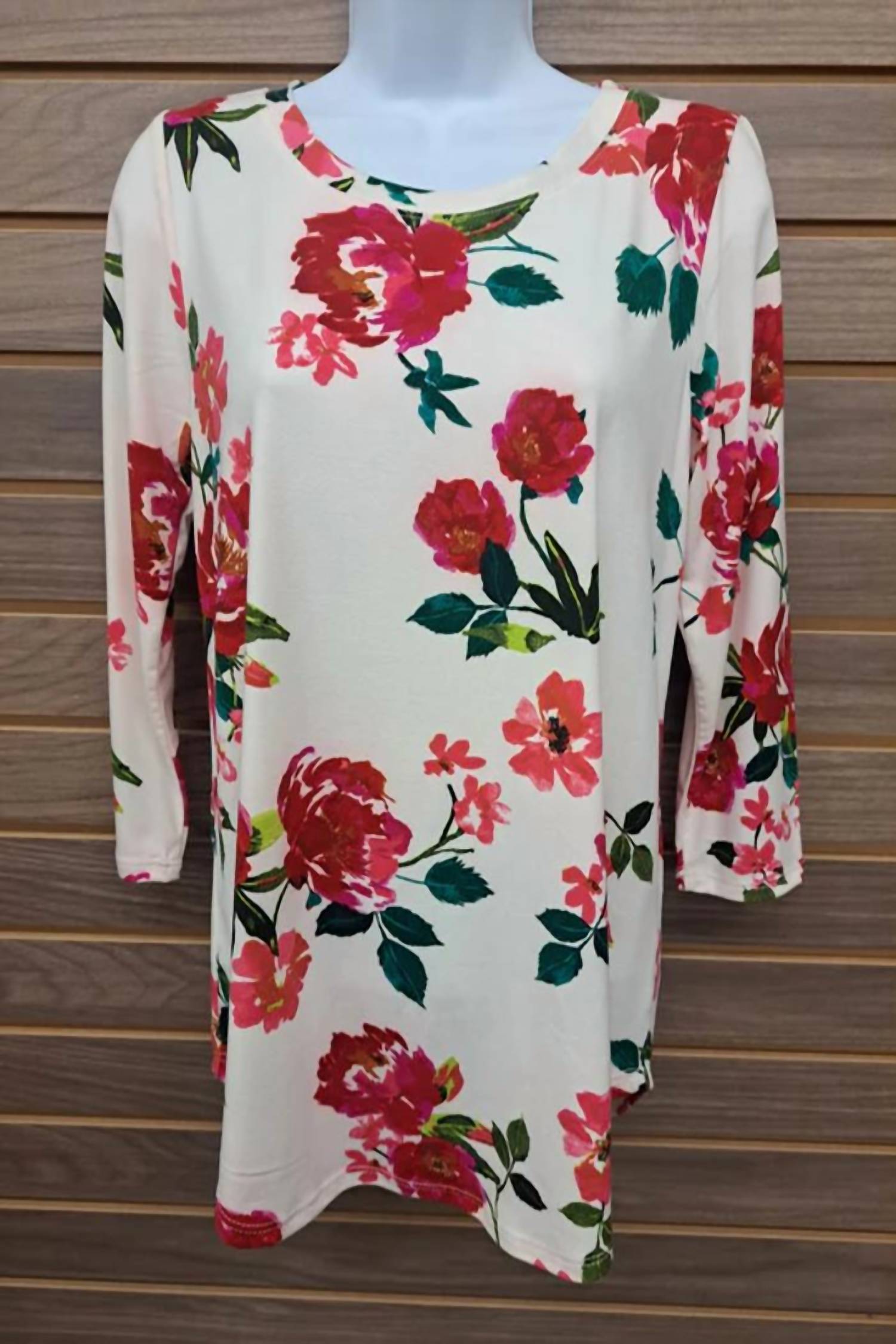 Moa Moa - Women's Floral 3/4 Sleeve Top