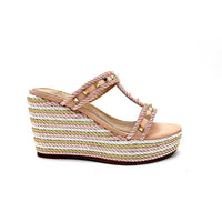 Exe Women's Valeria Wedge Sandal in pink white - women's sandal