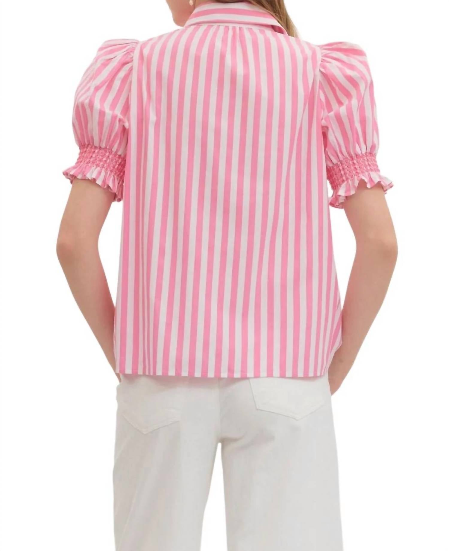 Entro - Short Sleeve Button Up Blouse