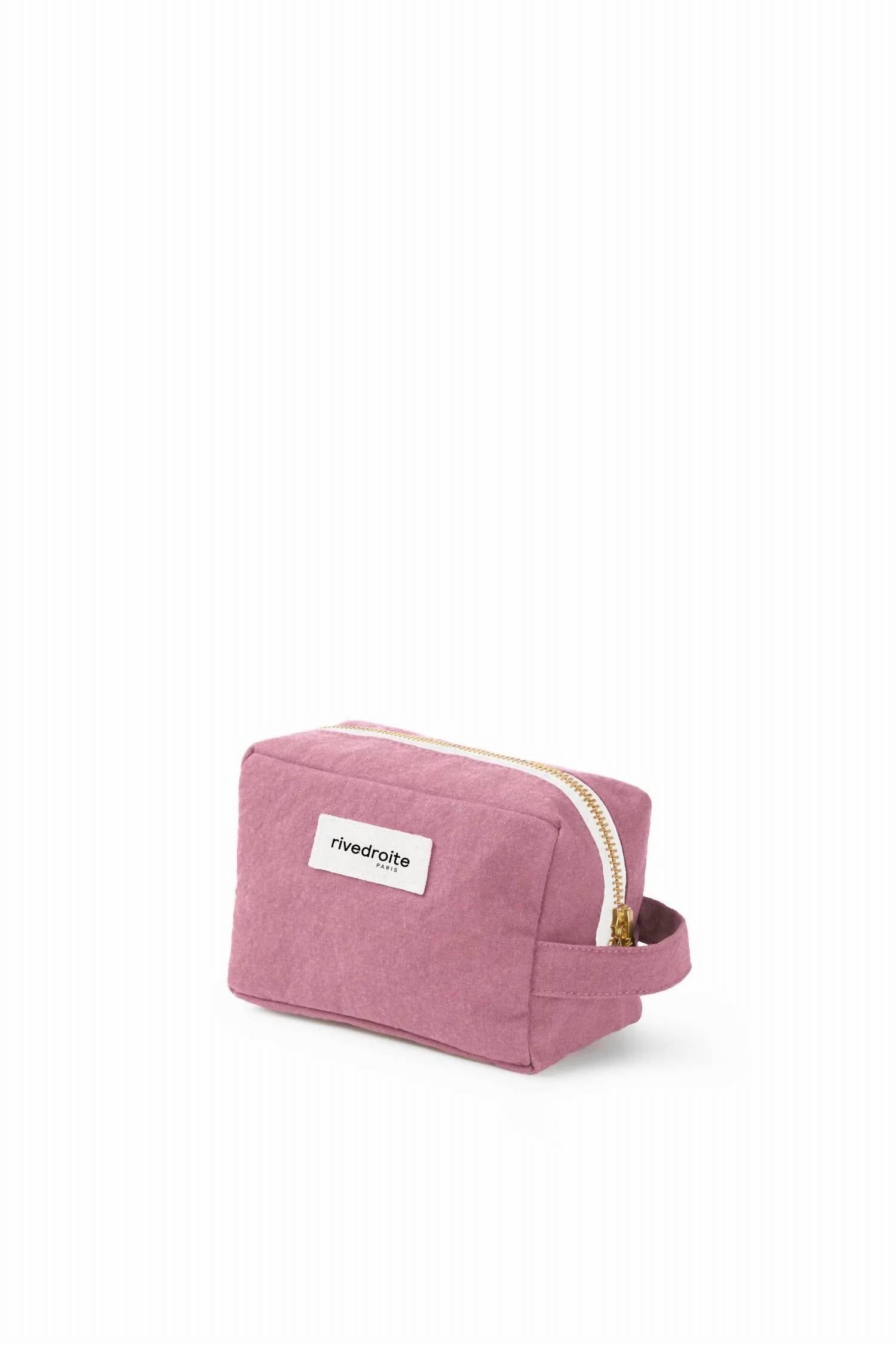 Rivedroite Paris Women's Tournelles Cosmetic Bag in rose pink - women's bag - detail view