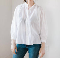 A SHIRT THING Flora Collared Button Down Shirt in white - women's blouse