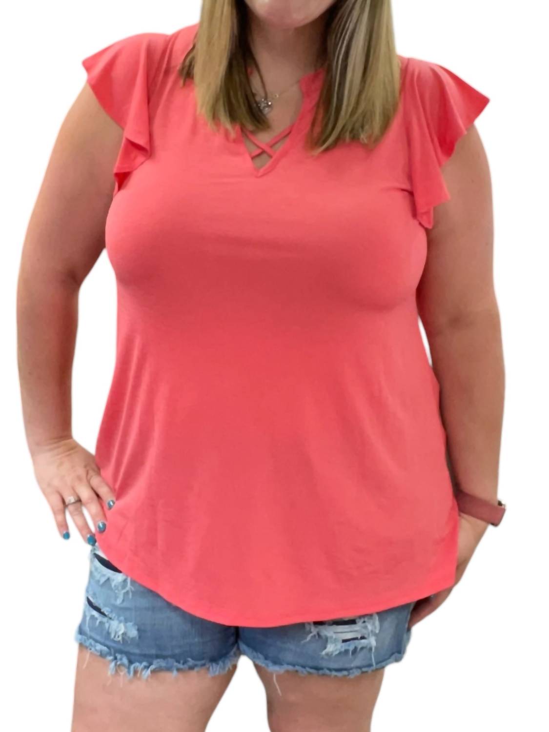 Honeyme - Ruffle Sleeve Top