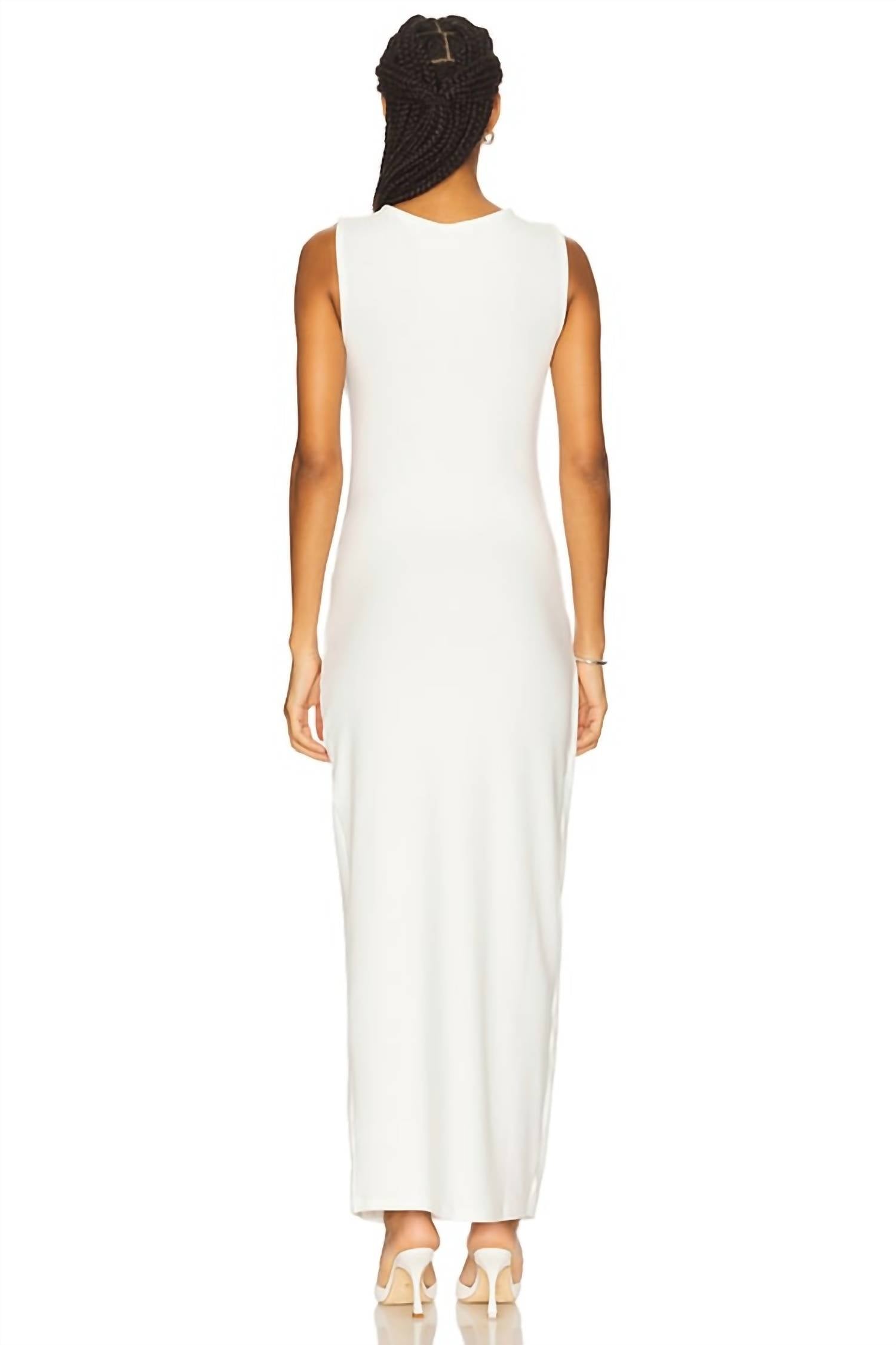 4th & Reckless Nia Jersey Maxi Dress in white - women's dress - detail view