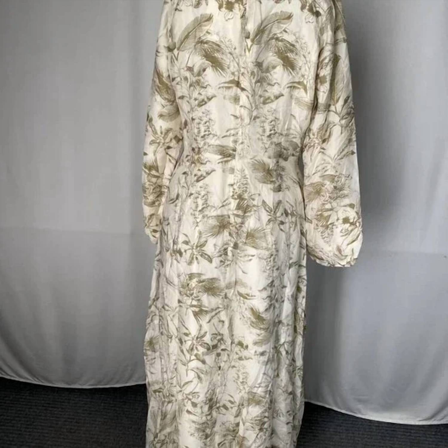 Static - Leafy Print Long Sleeve Midi Dress