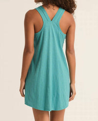 Z Supply Women's Maddox Mini Dress in cabana teal - women's dress - detail view