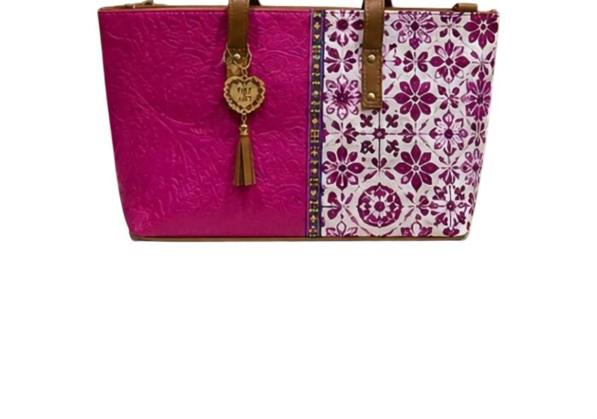Gmce Global Trading - Women's Barco Artesanal Embossed Floral Tote Bag