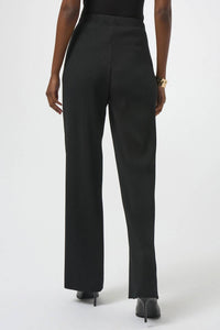 Joseph Ribkoff Pleated Scuba Crepe Wide Leg Pant in black - women's pants - detail view