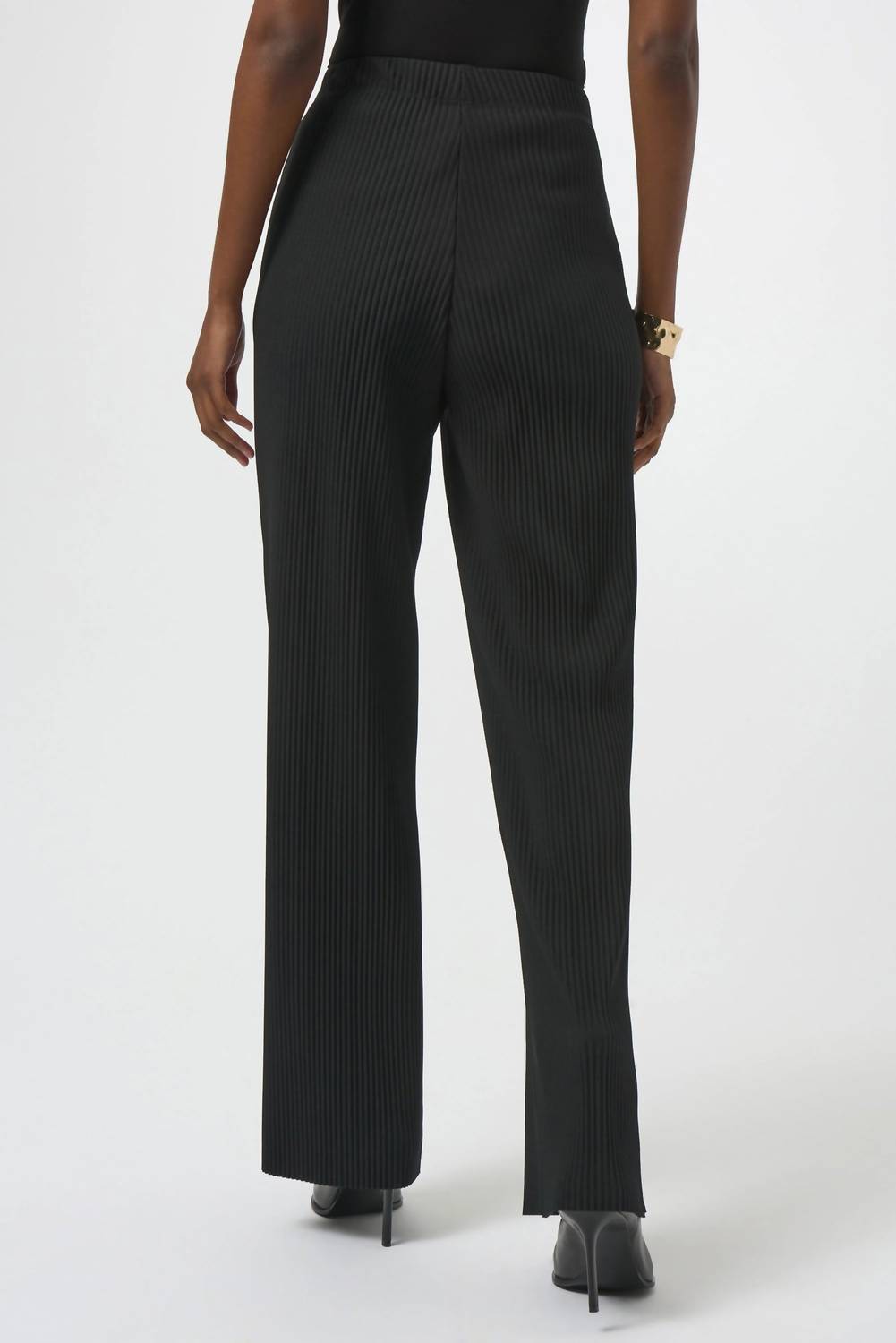 Joseph Ribkoff Pleated Scuba Crepe Wide Leg Pant in black - women's pants - detail view