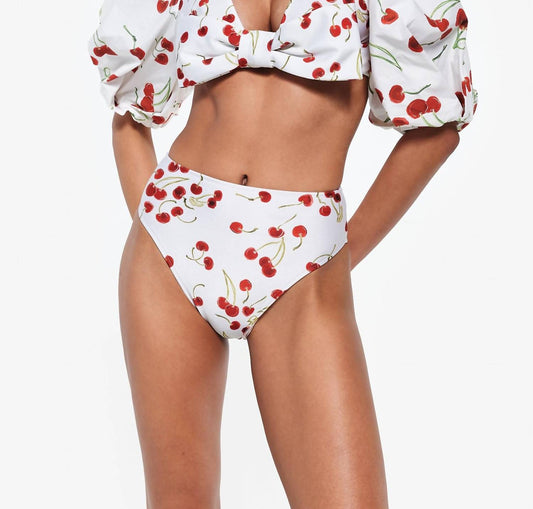 Adriana Degreas - Cherry Bomb Puff-Sleeved Bikini Top