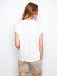 Charlie B - Cap Sleeve Cotton Floral Embroidery Top