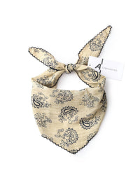 Funkyrel - Paisley Print Scarf With Scalloped Lace Edge