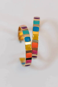 St. Armands Designs Of Sarasota - Women's Enamel Striped Hoop Statement Earrings