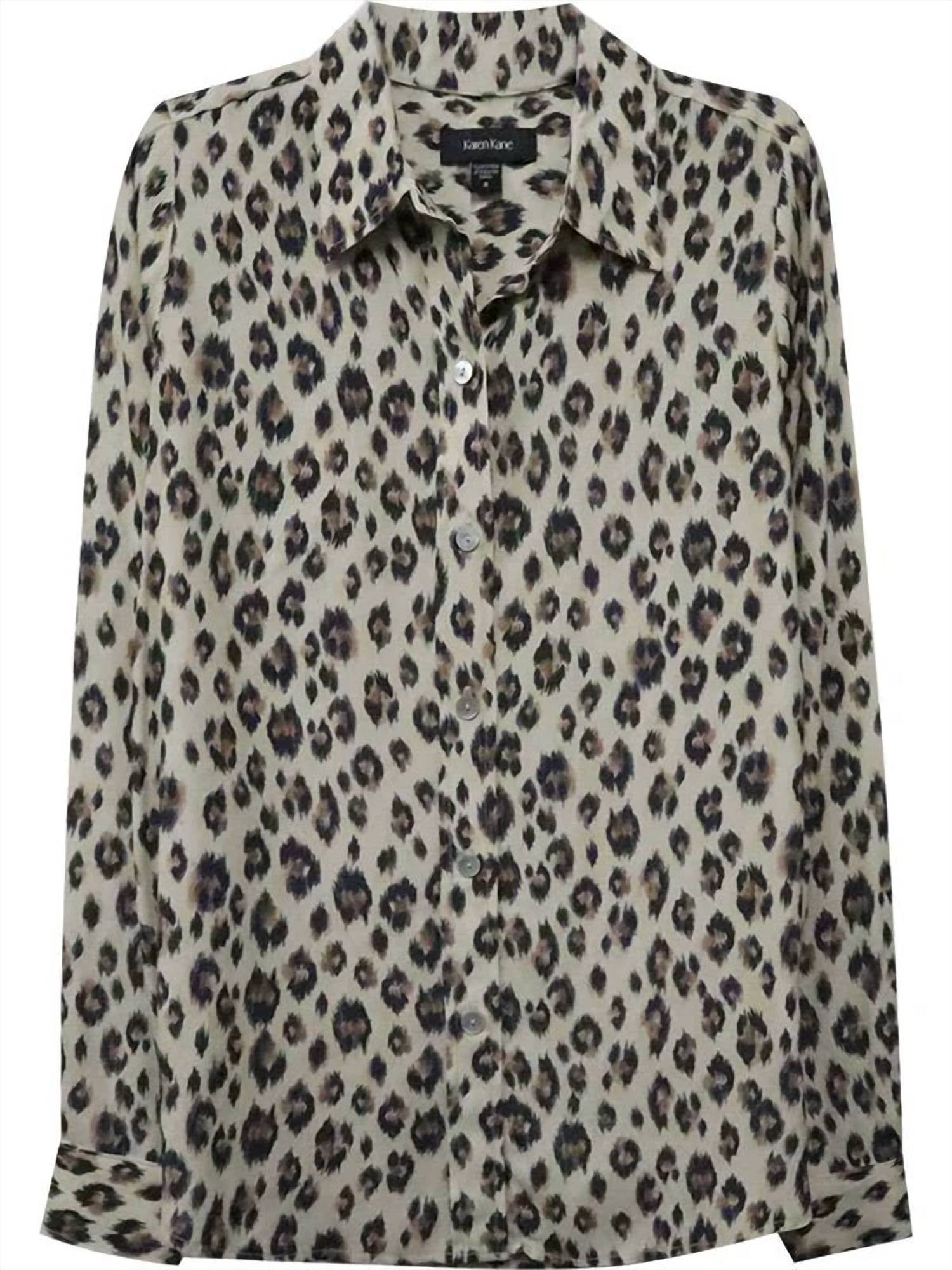 Karen Kane - Women's Leopard Print Long Sleeve Shirt
