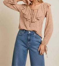 Gilli - Kyle Ruffle Detail Long Sleeve Top
