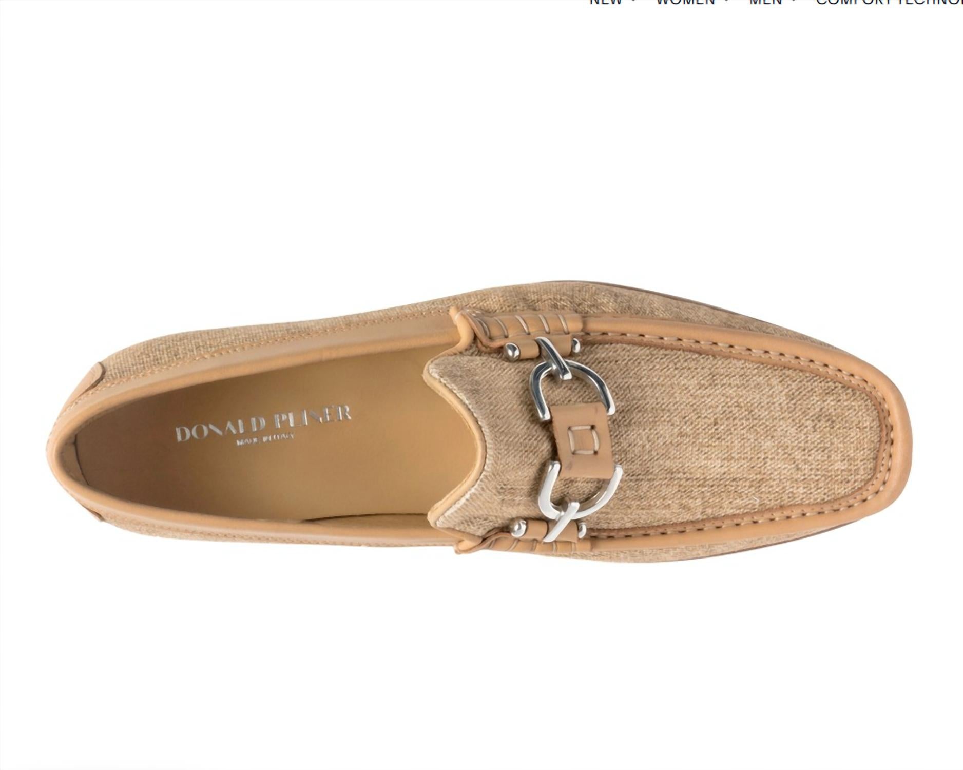 DONALD PLINER Men's Dacio Raffia Bit Loafers in wash canvas 1 - men's loafer - detail view