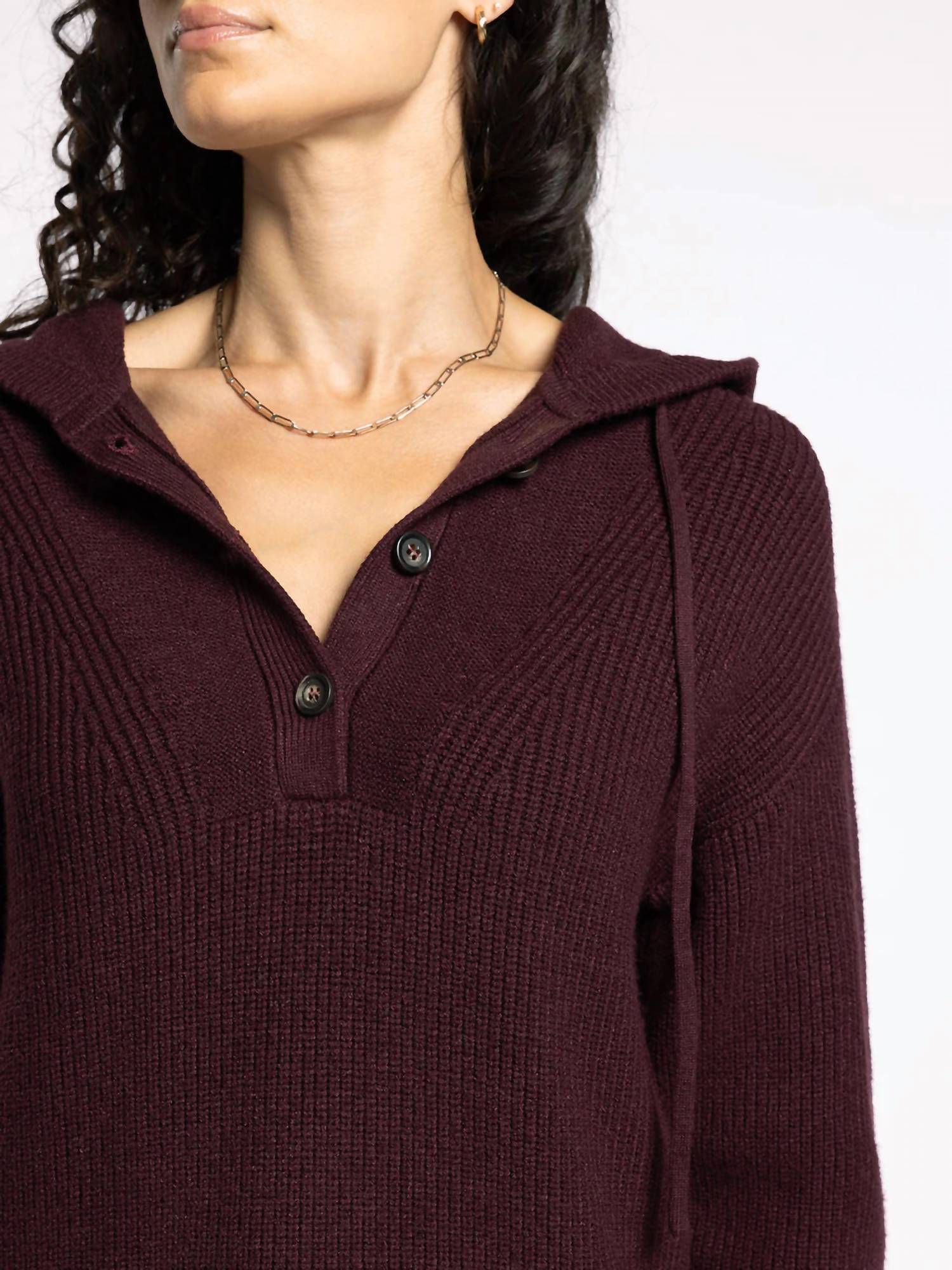 Thread & Supply Dolly Sweater Hoodie in zinfandel - women's top - view 4
