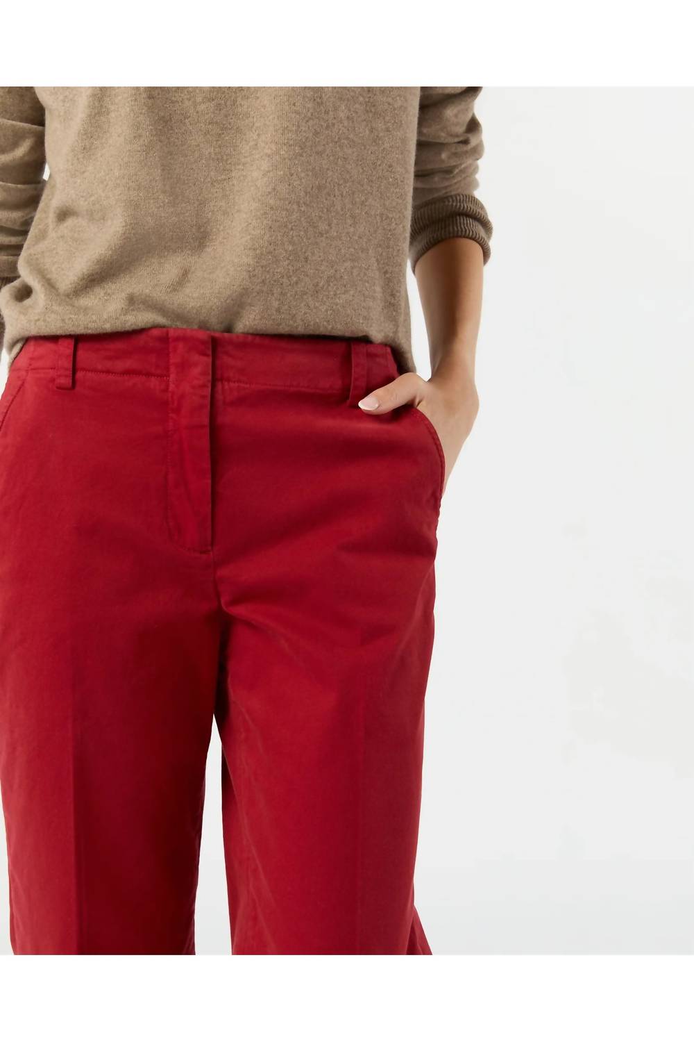 Ann Mashburn Frankie Cropped Pant in red stretch twill - women's pants - view 5