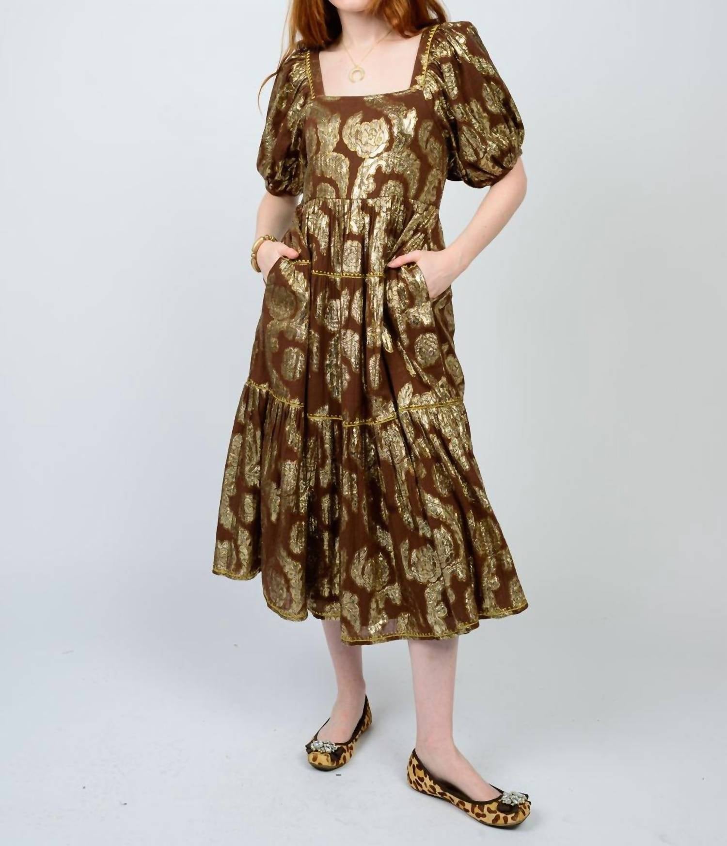Ivy Jane - Metallic Roses Midi Dress