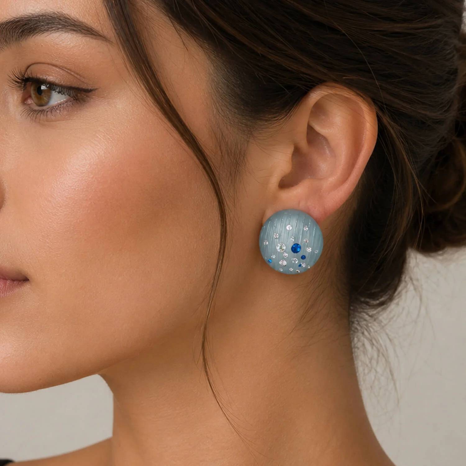 Gold & Honey - Women's Confetti Crystal Button Stud Earrings