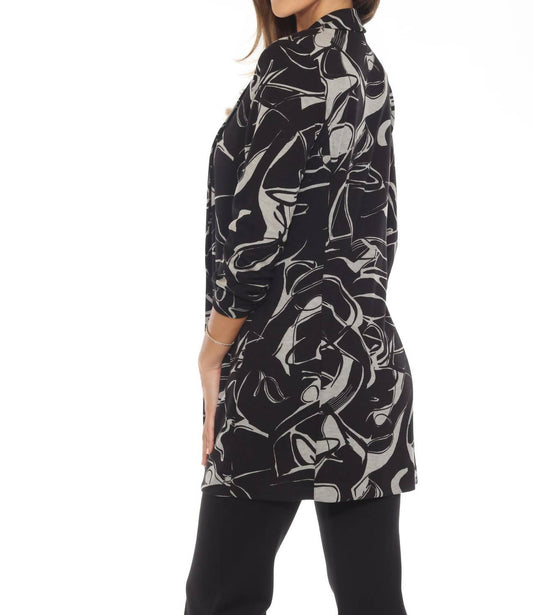 Joseph Ribkoff - Abstract Open Front Longline Blazer