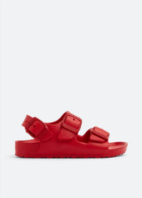 BIRKENSTOCK Kids Milano Eva Dual-strap Sandal in red - kids' sandal - detail view