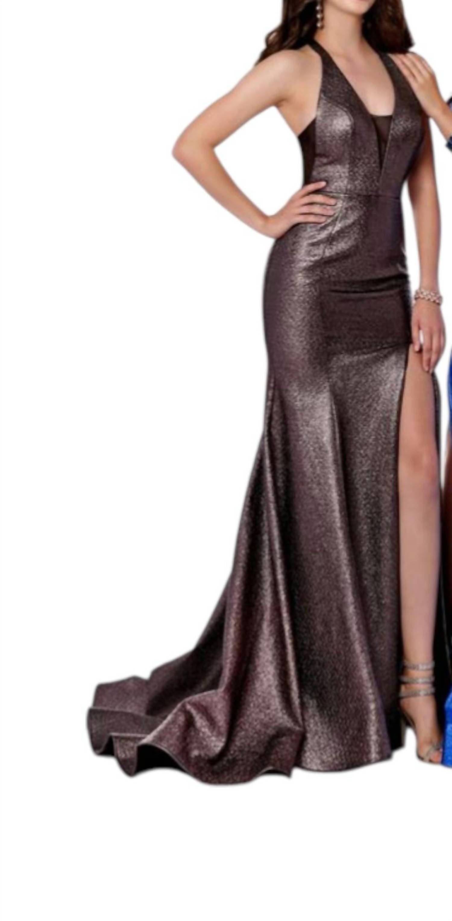 Karishma Creations - Elegant Shimmer Mesh Halter Gown