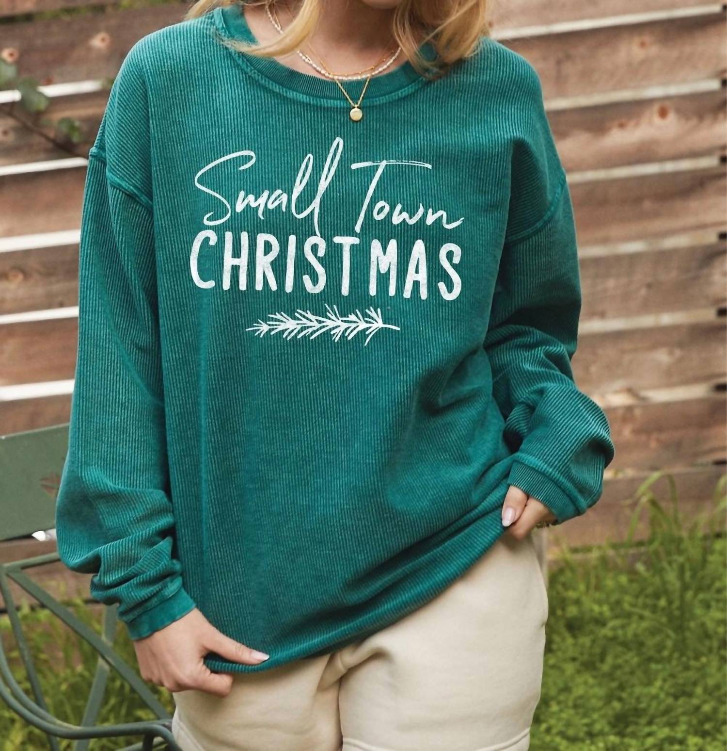 Oat Collective - Small Town Christmas Thermal Vintage Sweatshirt - Plus