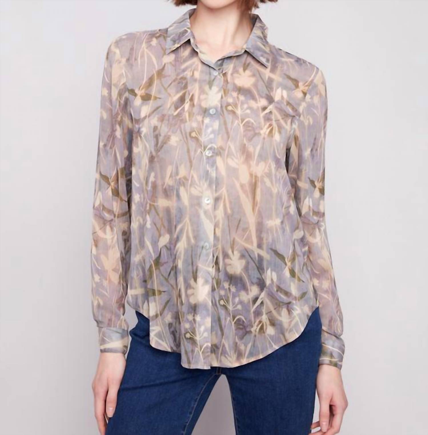 Charlie B - Printed Chiffon Button-down Shirt