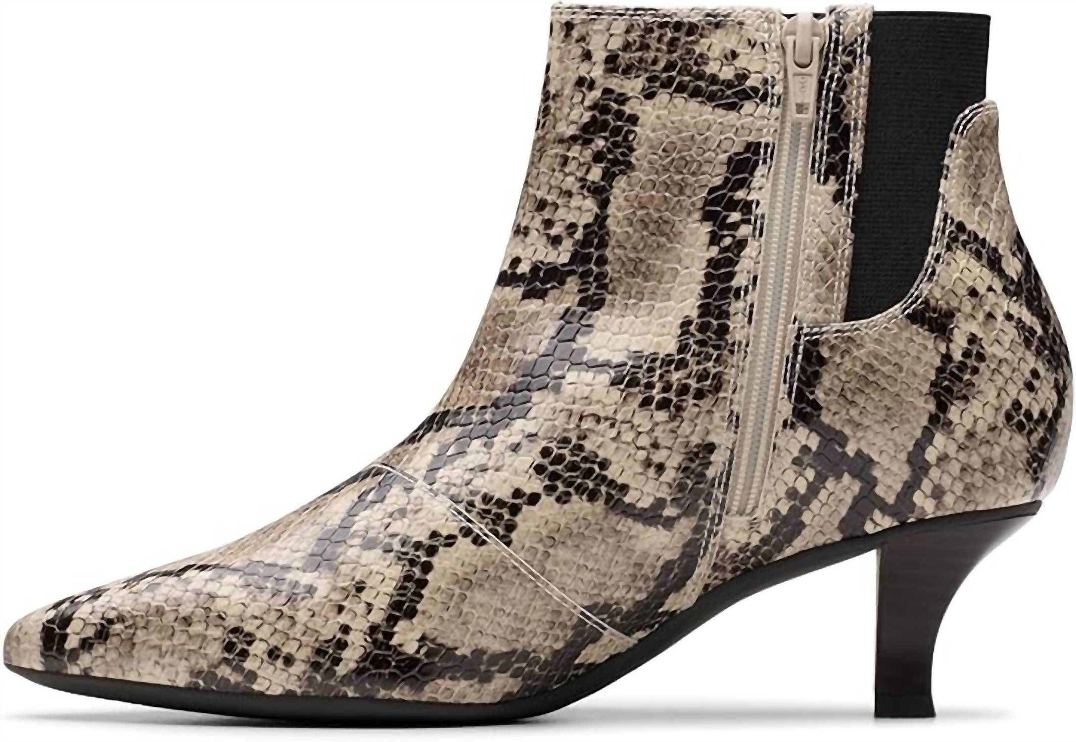Clarks Women's Kepley Erin Chelsea Boot in med gray snake - women's shoe - detail view