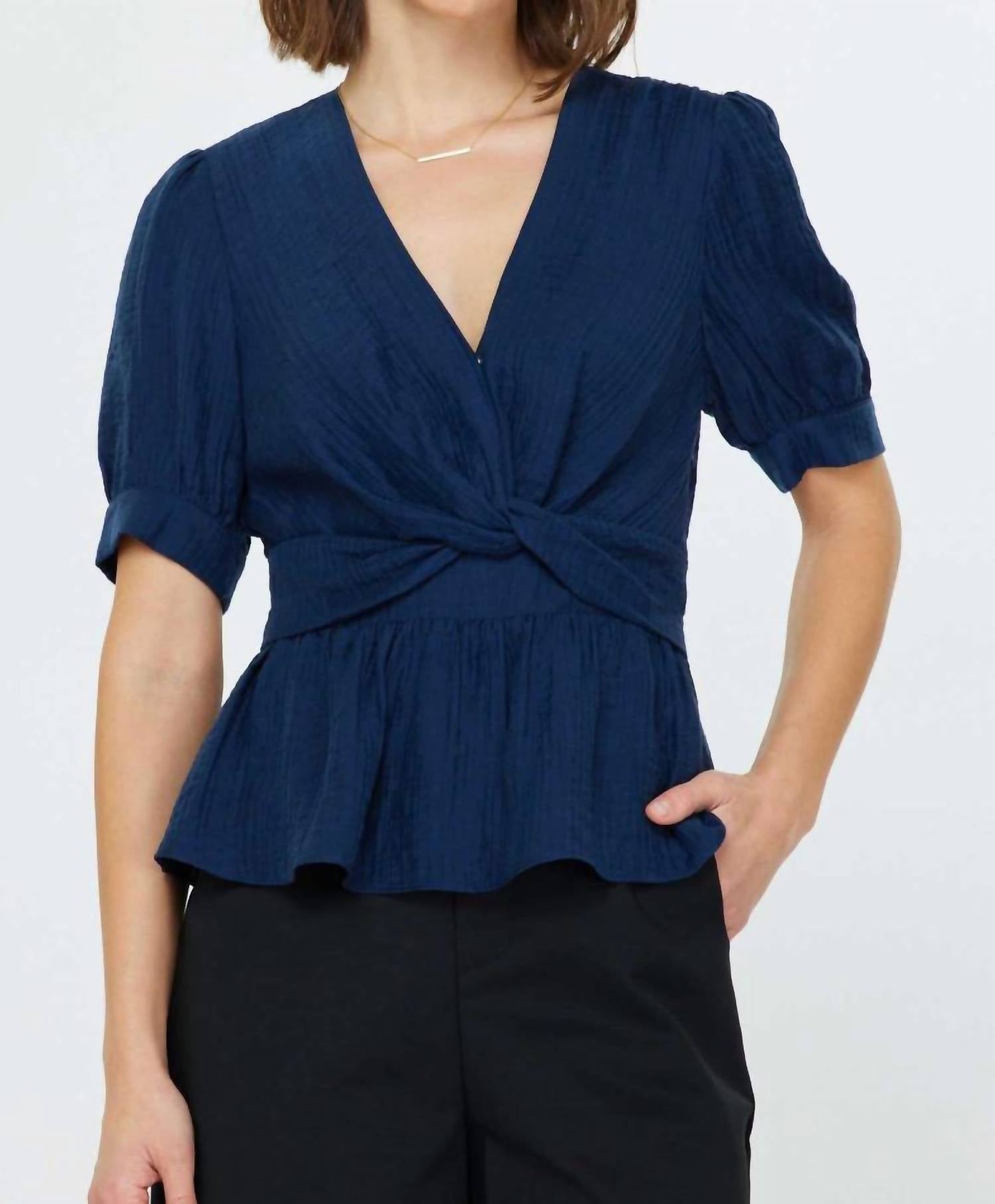 Current Air - Short Sleeve Twist Detail Blouse