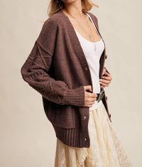 Listicle - Textured Knit Button-Front Cardigan