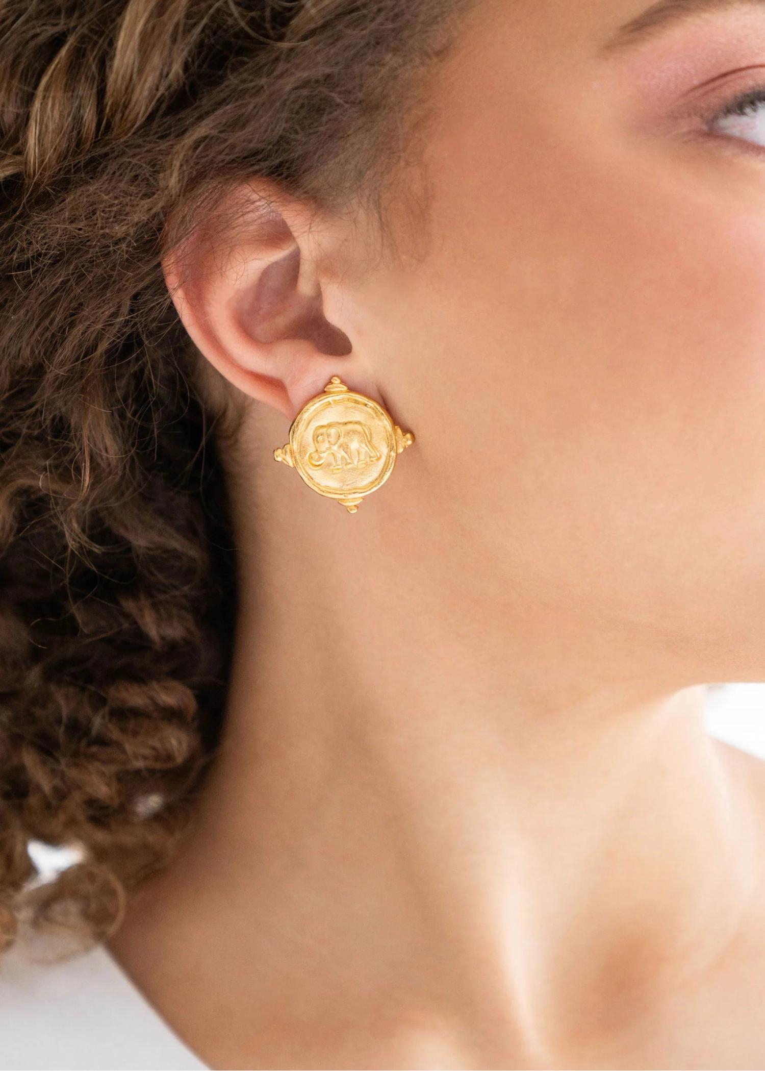 Susan Shaw - Elephant Intaglio Stud Earrings