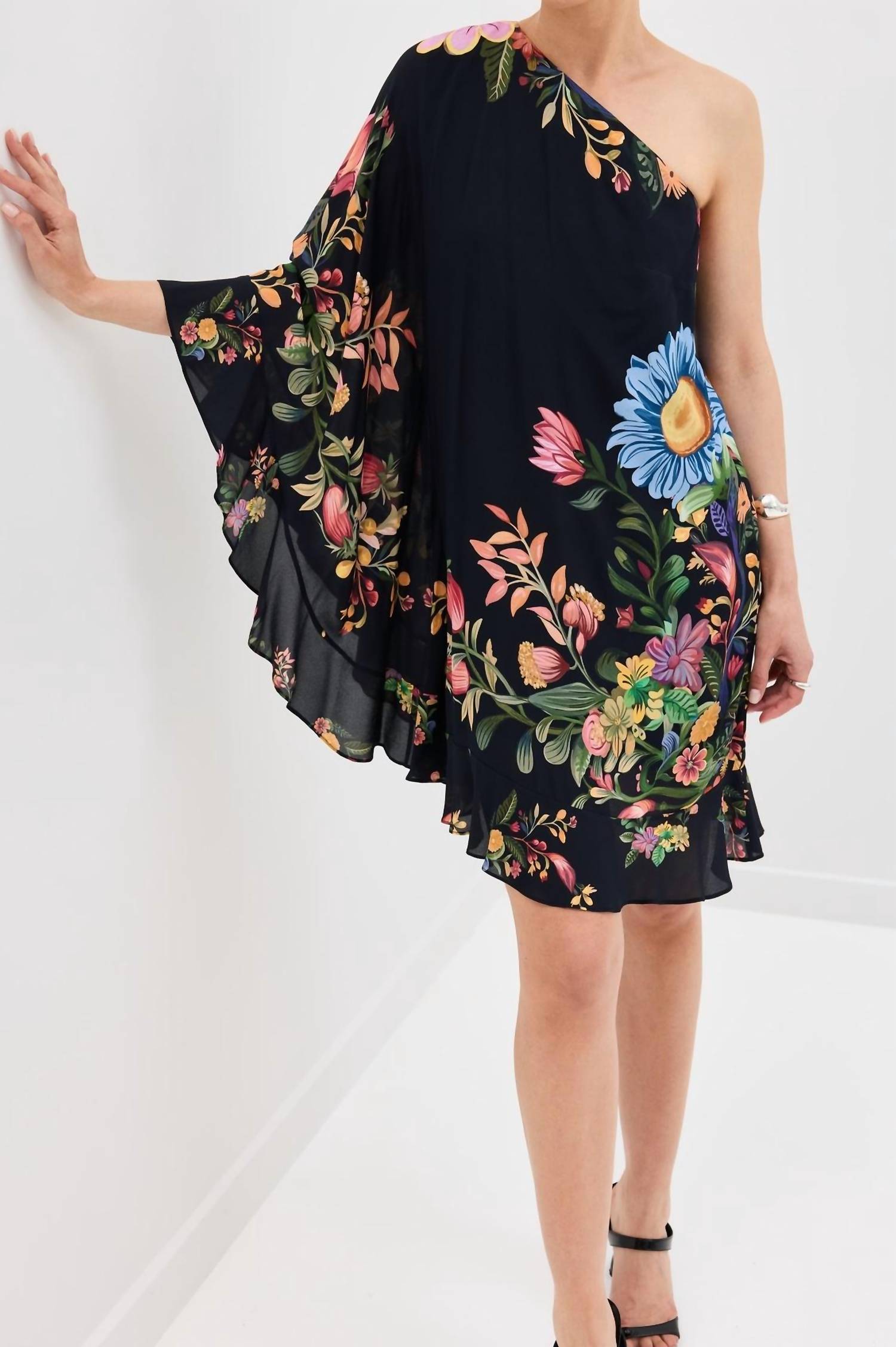 Borgo De Nor - Sheye Viscose Crepe Mini One Shoulder Printed Dress