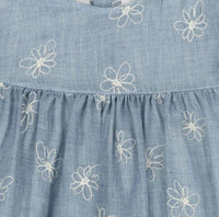 Mayoral - Girl's Two Piece Denim Dress With Embroidered Flowers