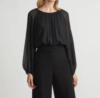 Lafayette 148 - Gathered Neck Balloon Sleeve Top