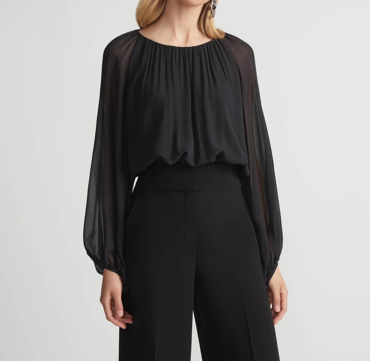 Lafayette 148 - Gathered Neck Balloon Sleeve Top