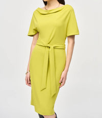 Joseph Ribkoff - Belted Boat Neck Sheath Dress