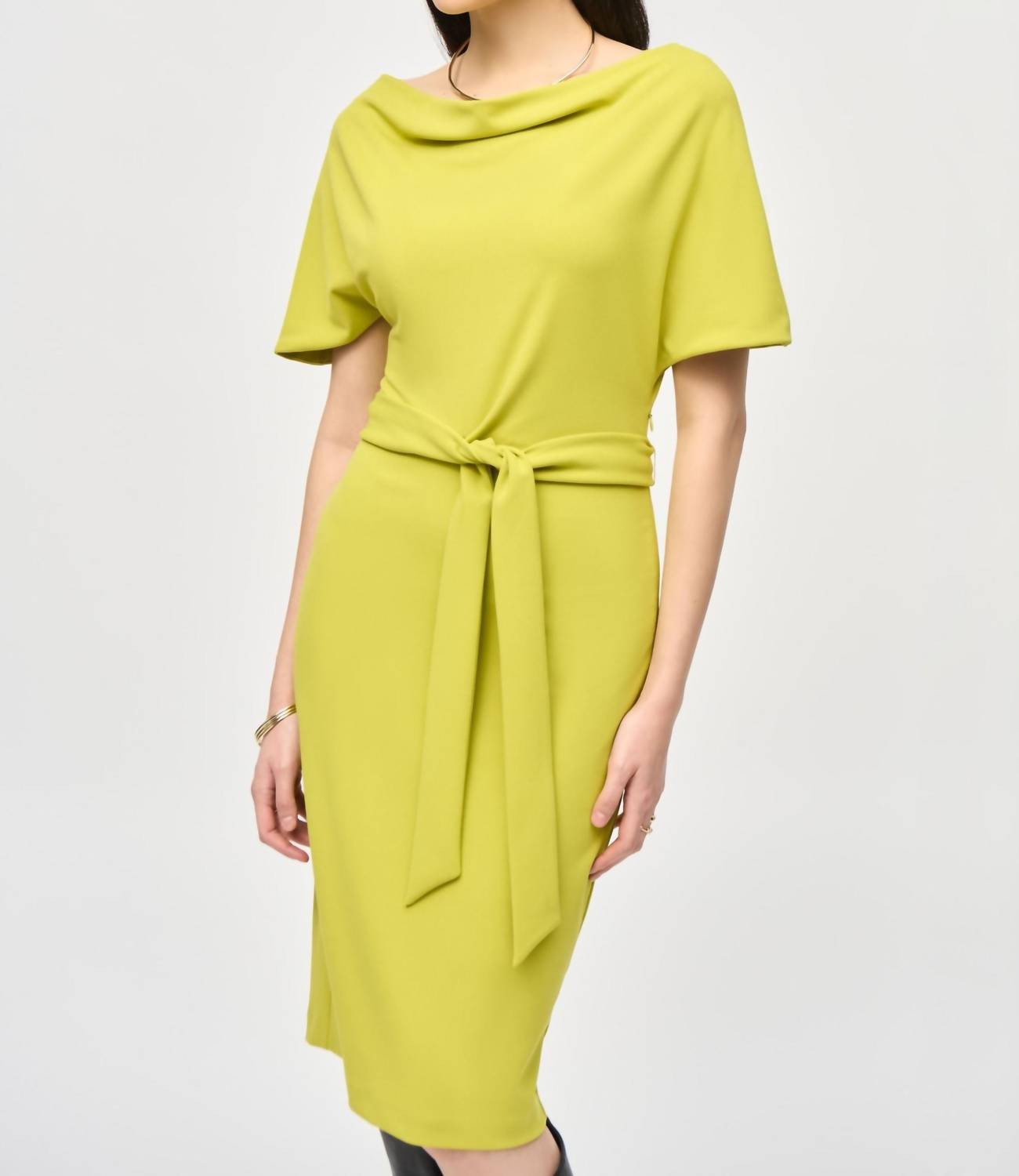 Joseph Ribkoff - Belted Boat Neck Sheath Dress