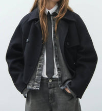 CLOSED Cropped Trench Coat in black - women's jacket