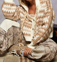 Pol - Array Of Chevron Pattern Hooded Sweater Cardigan