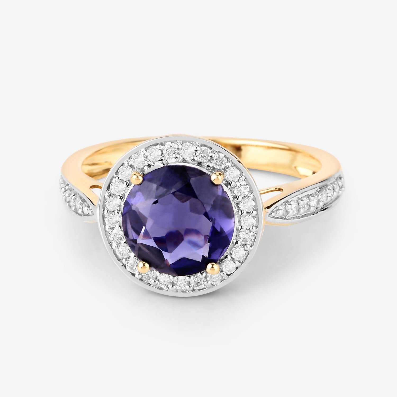 Diana M Jewels Women's Round Natural Iolite Fashion Ring (1.79 Ct) - Classic in 14k yellow gold - women's jewelry - detail view