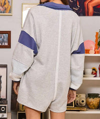 Bucketlist - French Terry Color-block Loose Fit Romper