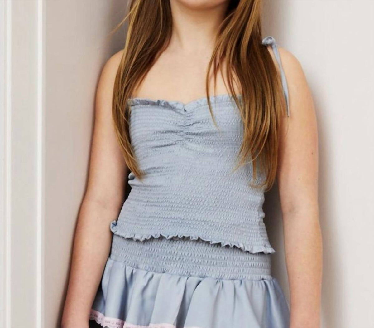 Theme - Kids Georgia Satin Smocked Top