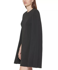 CALVIN KLEIN Sleeveless Cape-detail Scuba-crepe Sheath Dress in black - women's dress - alternate view