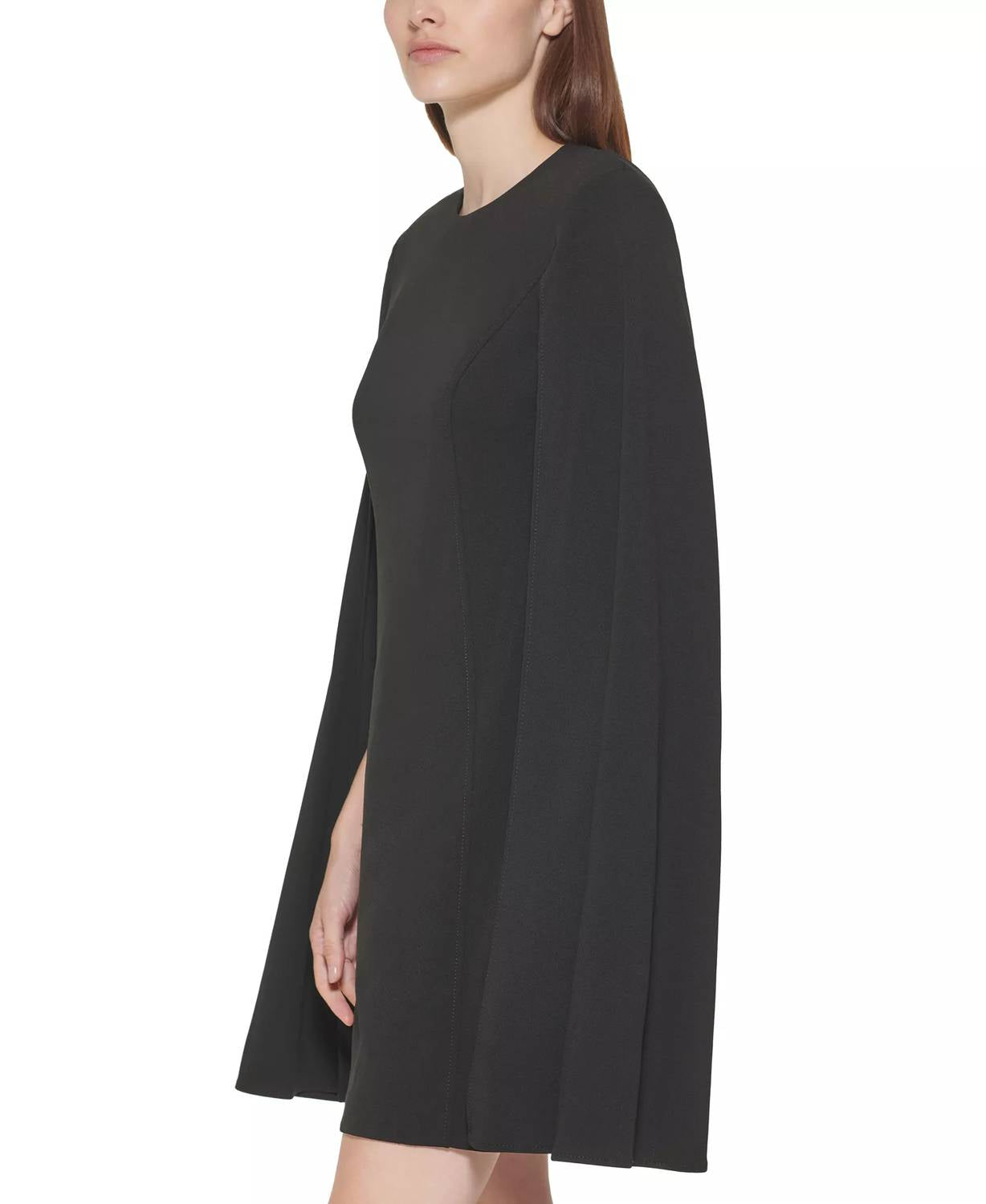 CALVIN KLEIN Sleeveless Cape-detail Scuba-crepe Sheath Dress in black - women's dress - alternate view