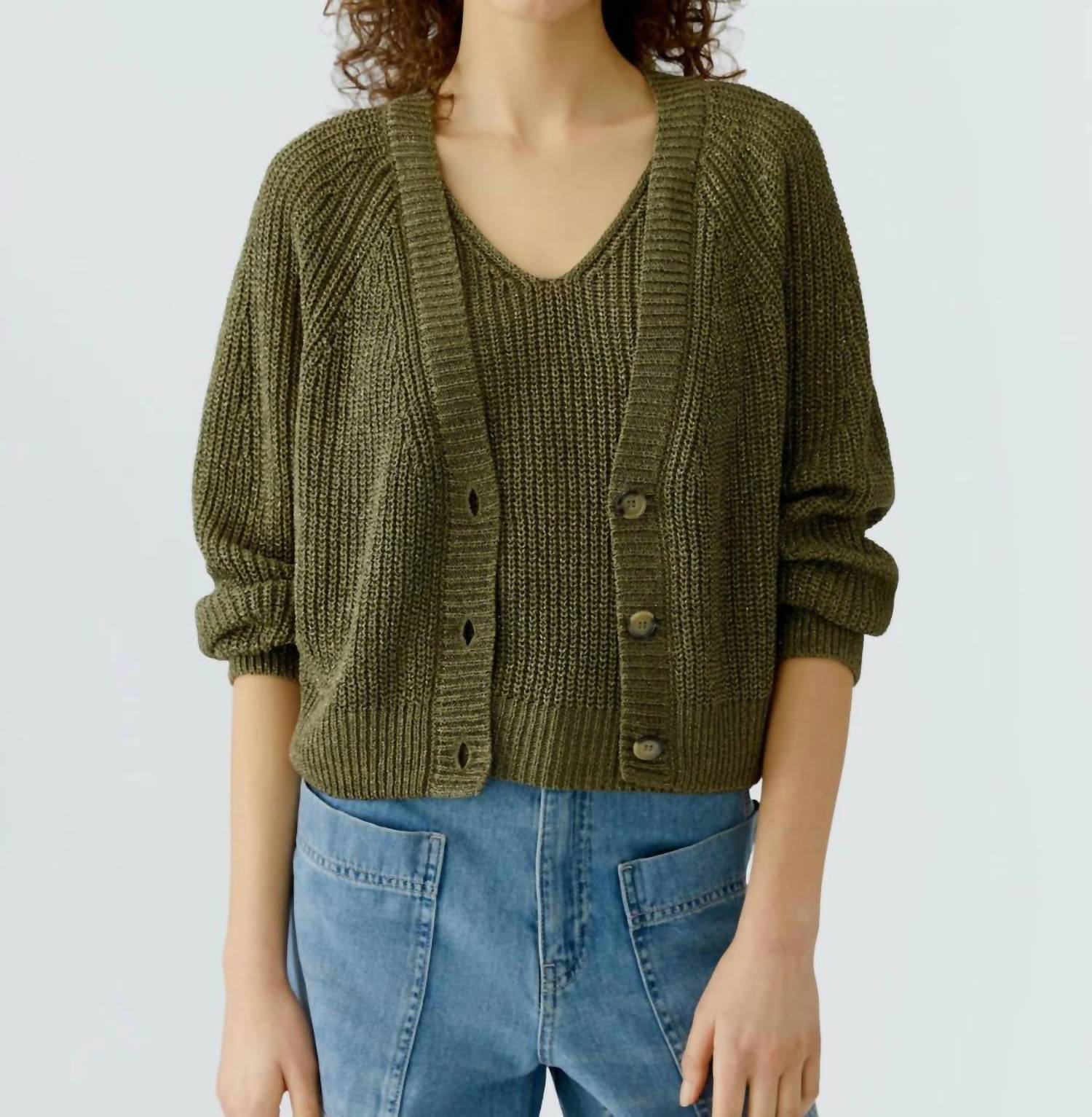 Oui - Button Front Long Sleeve Cardigan