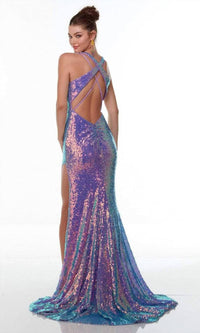 Alyce Paris - Sleeveless Sequined High Slit Gown