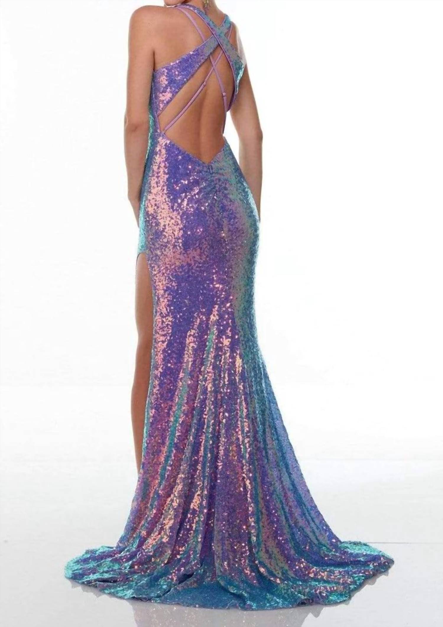 Alyce Paris - Sleeveless Sequined High Slit Gown