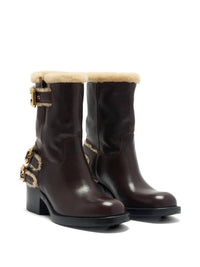Chloe Women's Dakota Shearling Boot in burnt wood - women's shoe - detail view